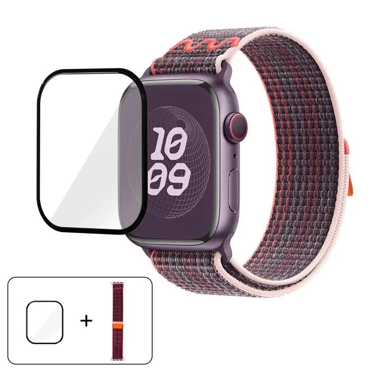 Nylon Loop Watch Band with 3D Curved Film, For Apple Watch Series 41mm, For Apple Watch Series 38mm, For Apple Watch Series 42mm