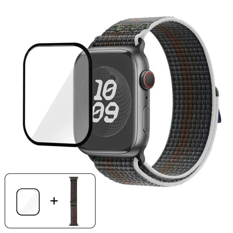 Nylon Loop Watch Band with 3D Curved Film, For Apple Watch Series 41mm, For Apple Watch Series 38mm, For Apple Watch Series 42mm