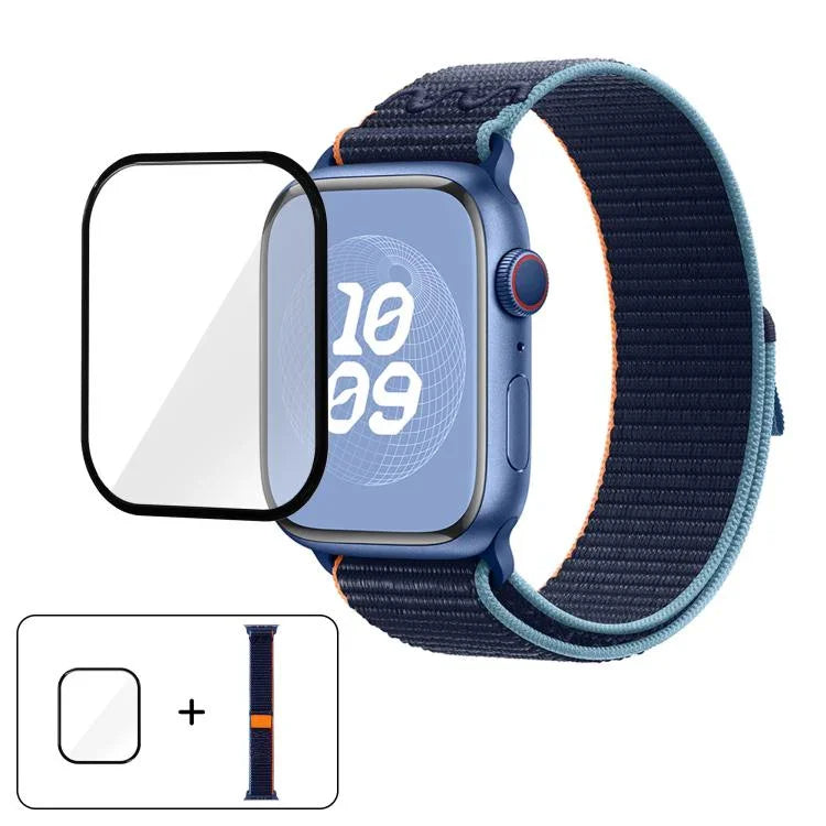 Nylon Loop Watch Band with 3D Curved Film, For Apple Watch Series 41mm, For Apple Watch Series 38mm, For Apple Watch Series 42mm