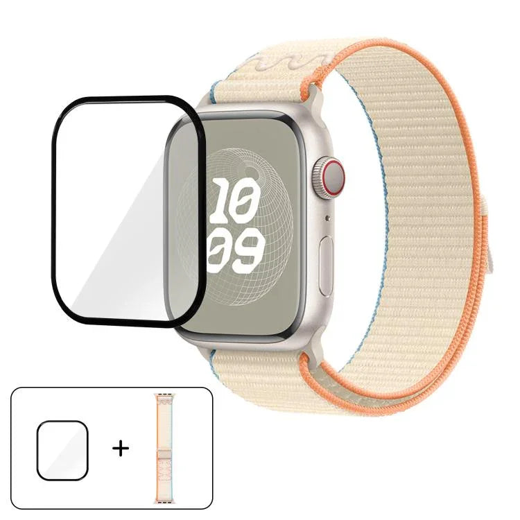 Nylon Loop Watch Band with 3D Curved Film, For Apple Watch Series 41mm, For Apple Watch Series 38mm, For Apple Watch Series 42mm