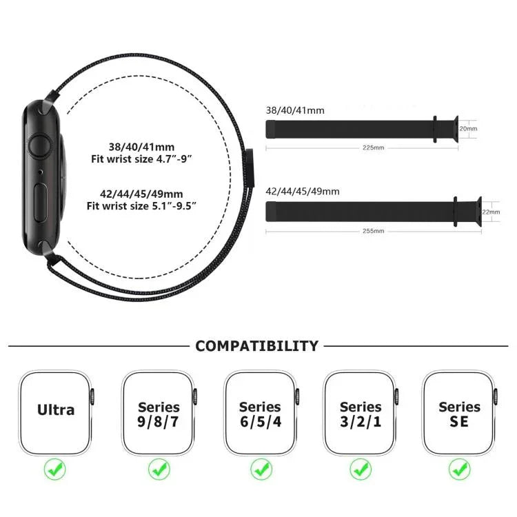 Milanese Stainless Steel Watch Band with 3D Curved Film, For Apple Watch Series 41mm, For Apple Watch Series 38mm, For Apple Watch Series 42mm