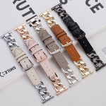 xDfind Denim Chain Metal Hybrid Leather Watch Band, 22mm