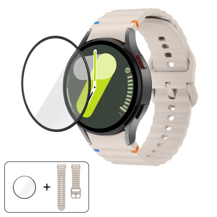 Wave Stitching Silicone Watch Band with 3D Curved Film, For Samsung Galaxy Watch6 44mm, For Samsung Galaxy Watch6 40mm, For Samsung Galaxy Watch6 Classic 43mm, For Samsung Galaxy Watch5 44mm