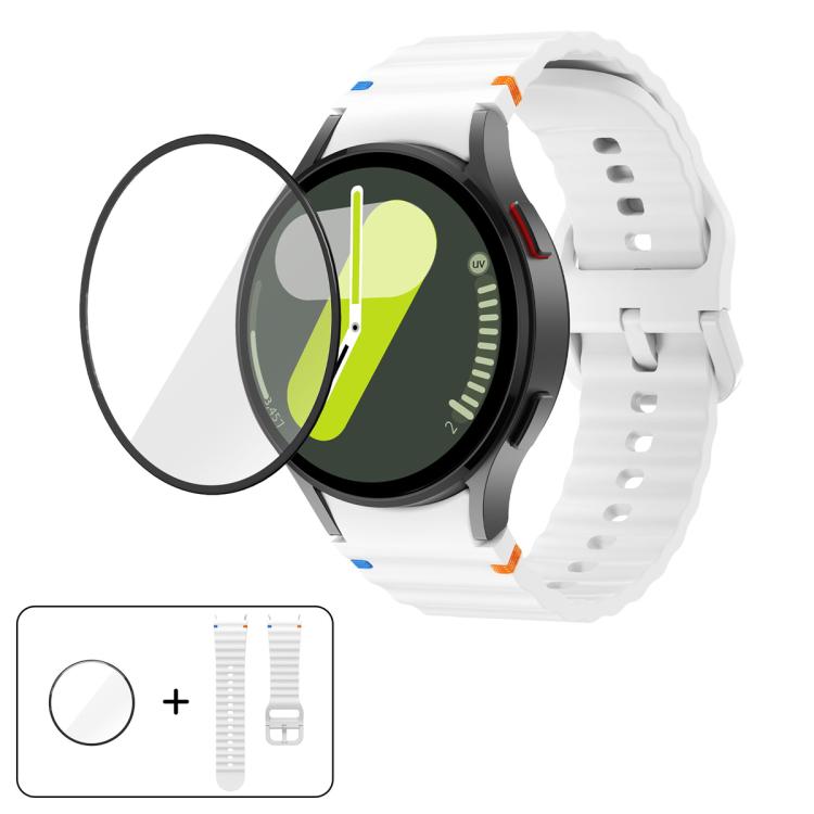 Wave Stitching Silicone Watch Band with 3D Curved Film, For Samsung Galaxy Watch5 Pro 45mm, For Samsung Galaxy Watch5 40mm, For Samsung Galaxy Watch4 44mm, For Samsung Galaxy Watch4 40mm