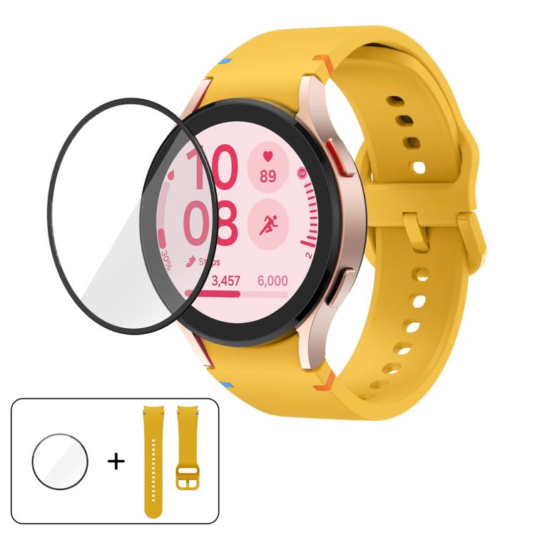 Plain Stitching Silicone Watch Band with 3D Curved Film, For Samsung Galaxy Watch FE 40mm, For Samsung Galaxy Watch7 44mm, For Samsung Galaxy Watch7 40mm, For Samsung Galaxy Watch6 Classic 47mm