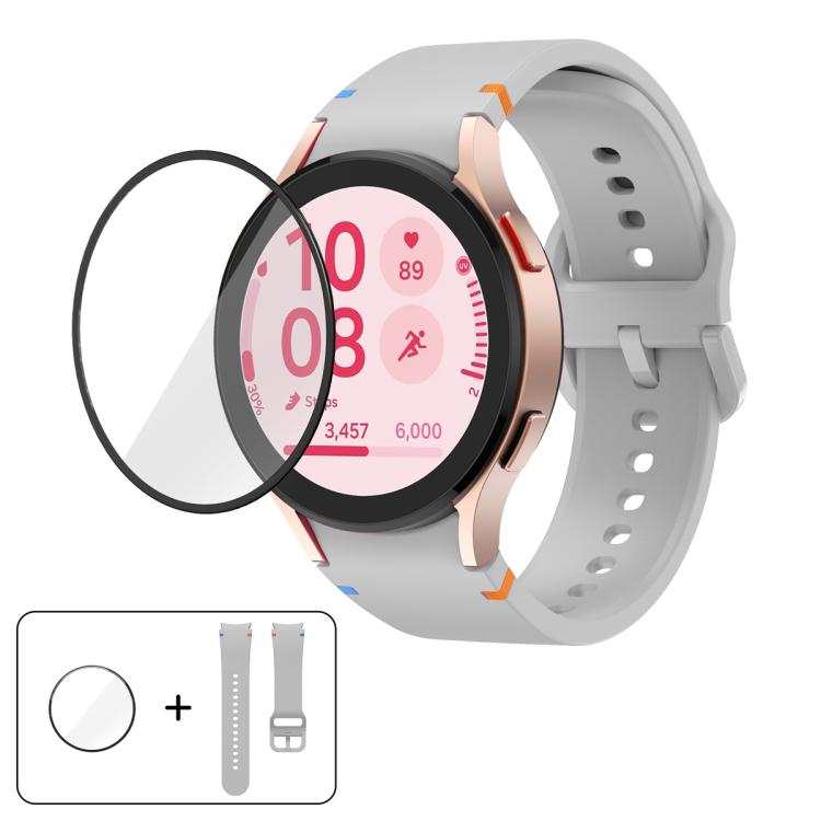 Plain Stitching Silicone Watch Band with 3D Curved Film, For Samsung Galaxy Watch5 Pro 45mm, For Samsung Galaxy Watch5 40mm, For Samsung Galaxy Watch4 44mm, For Samsung Galaxy Watch4 40mm