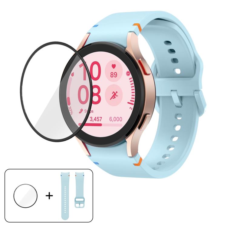 Plain Stitching Silicone Watch Band with 3D Curved Film, For Samsung Galaxy Watch5 Pro 45mm, For Samsung Galaxy Watch5 40mm, For Samsung Galaxy Watch4 44mm, For Samsung Galaxy Watch4 40mm