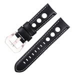 xDfind Silver Buckle Three-hole Breathable Genuine Leather Watch Band, 20mm, 22mm, 24mm