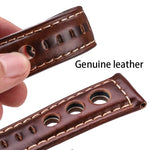 xDfind Silver Buckle Three-hole Breathable Genuine Leather Watch Band, 20mm, 22mm, 24mm