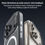 ZGA Magsafe Metal Buttons Clear PC Hybrid TPU Phone Case, For iPhone 17 Pro Max, For iPhone 17 Pro, For iPhone 17