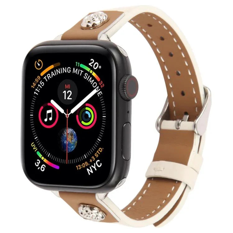 Rivet Camellia Skin Feel Microfiber Leather Watch Band, For Apple Watch 46mm / 49mm / 45mm / 44mm, For Apple Watch 42mm / 41mm / 40mm / 38mm