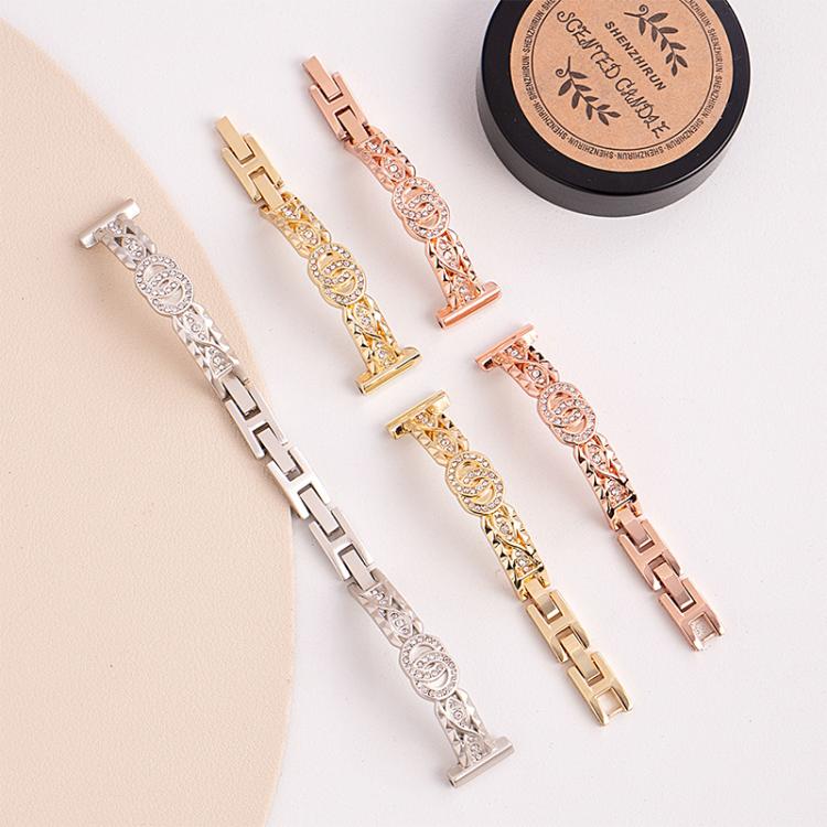 xDfind Thin Bracelet Diamond Metal Stainless Steel Watch Band, 14mm