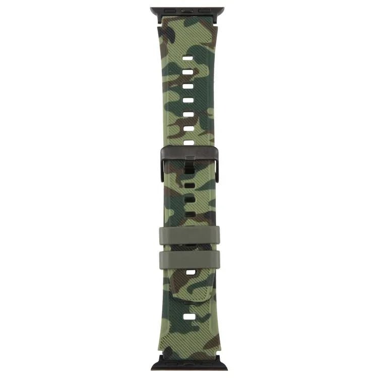 xDfind Black Connector Camouflage Print Silicone Watch Band, For Apple Watch 42 / 44 / 45 / 46 / 49mm, For Apple Watch 38 / 40 / 41 / S10 42mm