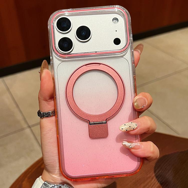 Transparent Gradient Metal Ring Holder MagSafe Phone Case, For iPhone 17 Pro Max, For iPhone 17 Pro, For iPhone 17, For iPhone Air, For iPhone 16 Pro Max, For iPhone 16 Pro, For iPhone 16 Plus, For iPhone 16