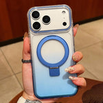 Transparent Gradient Metal Ring Holder MagSafe Phone Case, For iPhone 17 Pro Max, For iPhone 17 Pro, For iPhone 17, For iPhone Air, For iPhone 16 Pro Max, For iPhone 16 Pro, For iPhone 16 Plus, For iPhone 16