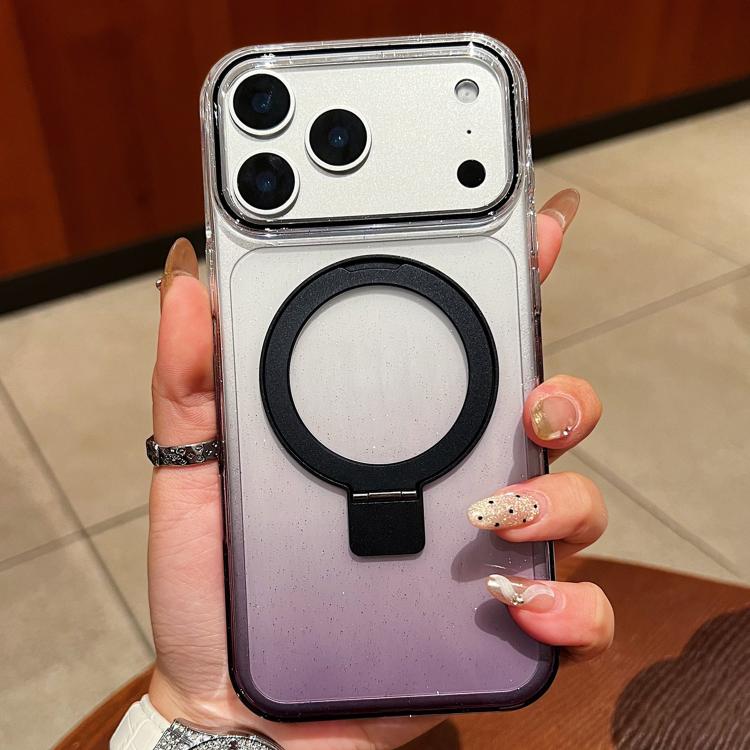 Transparent Gradient Metal Ring Holder MagSafe Phone Case, For iPhone 17 Pro Max, For iPhone 17 Pro, For iPhone 17, For iPhone Air, For iPhone 16 Pro Max, For iPhone 16 Pro, For iPhone 16 Plus, For iPhone 16