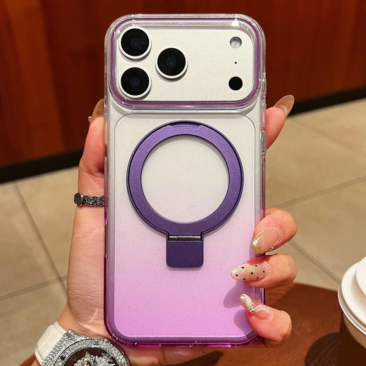 Transparent Gradient Metal Ring Holder MagSafe Phone Case, For iPhone 17 Pro Max, For iPhone 17 Pro, For iPhone 17, For iPhone Air, For iPhone 16 Pro Max, For iPhone 16 Pro, For iPhone 16 Plus, For iPhone 16