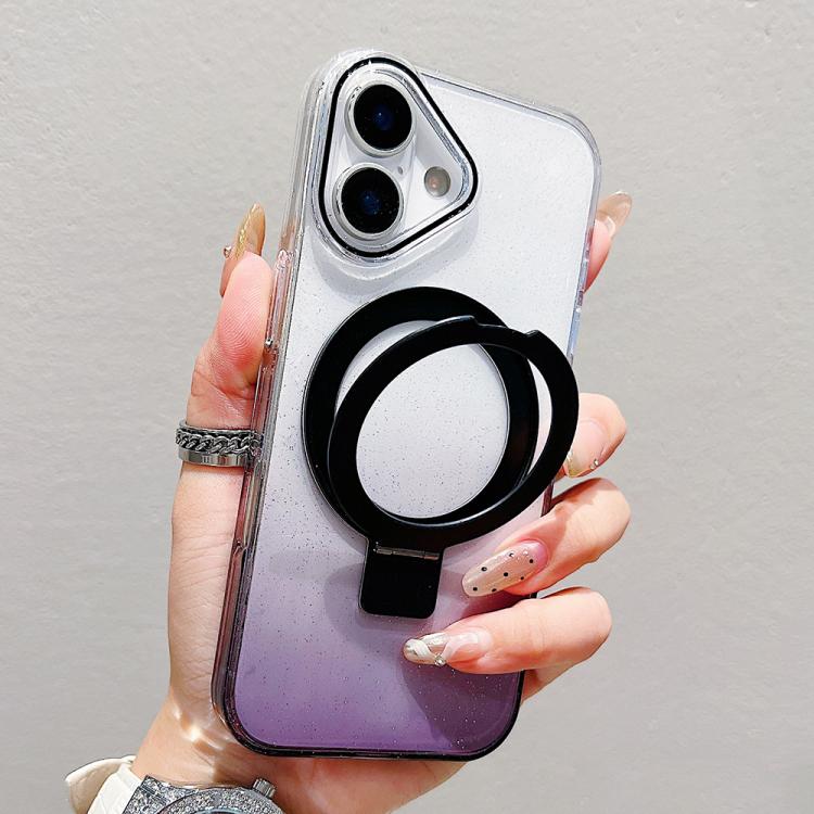 Transparent Gradient Metal Ring Holder MagSafe Phone Case, For iPhone 17 Pro Max, For iPhone 17 Pro, For iPhone 17, For iPhone Air, For iPhone 16 Pro Max, For iPhone 16 Pro, For iPhone 16 Plus, For iPhone 16