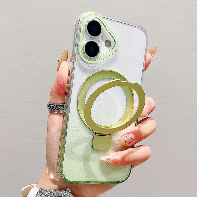 Transparent Gradient Metal Ring Holder MagSafe Phone Case, For iPhone 17 Pro Max, For iPhone 17 Pro, For iPhone 17, For iPhone Air, For iPhone 16 Pro Max, For iPhone 16 Pro, For iPhone 16 Plus, For iPhone 16