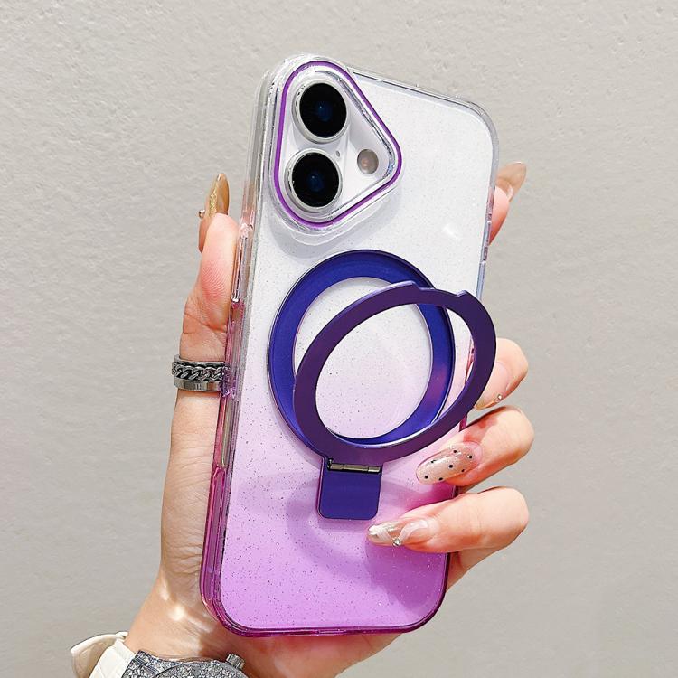 Transparent Gradient Metal Ring Holder MagSafe Phone Case, For iPhone 17 Pro Max, For iPhone 17 Pro, For iPhone 17, For iPhone Air, For iPhone 16 Pro Max, For iPhone 16 Pro, For iPhone 16 Plus, For iPhone 16