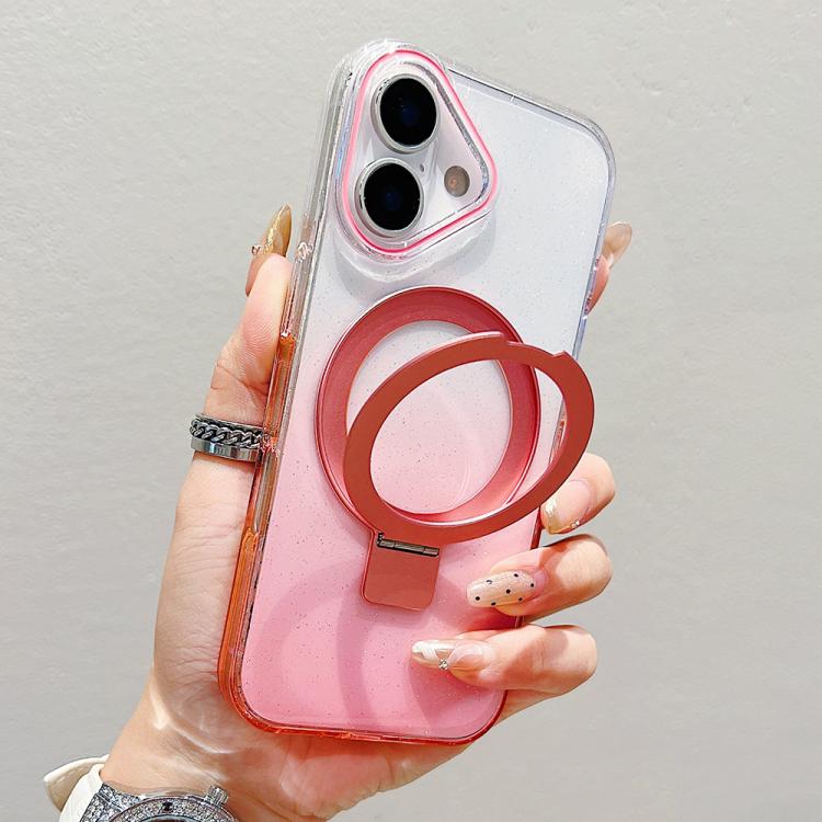 Transparent Gradient Metal Ring Holder MagSafe Phone Case, For iPhone 17 Pro Max, For iPhone 17 Pro, For iPhone 17, For iPhone Air, For iPhone 16 Pro Max, For iPhone 16 Pro, For iPhone 16 Plus, For iPhone 16