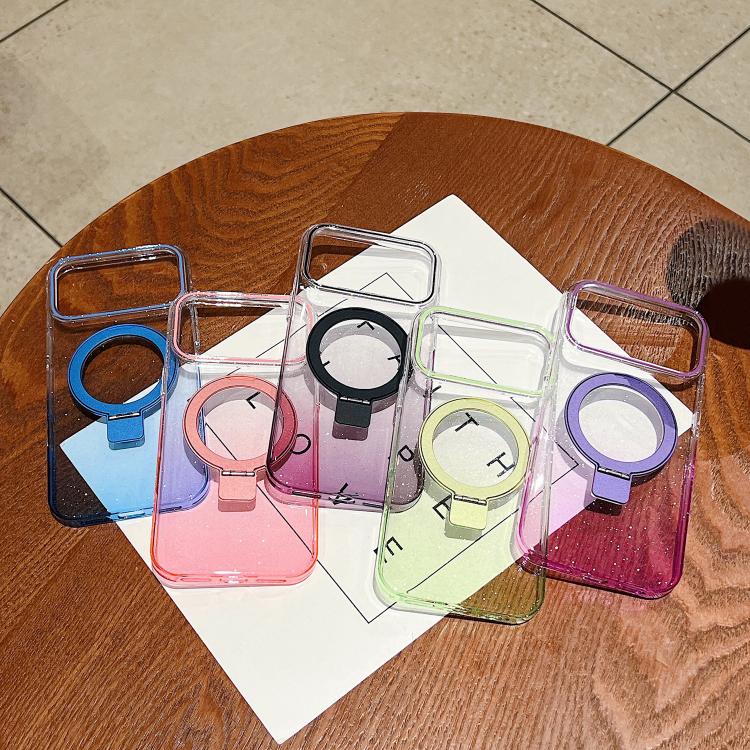 Transparent Gradient Metal Ring Holder MagSafe Phone Case, For iPhone 17 Pro Max, For iPhone 17 Pro, For iPhone 17, For iPhone Air, For iPhone 16 Pro Max, For iPhone 16 Pro, For iPhone 16 Plus, For iPhone 16