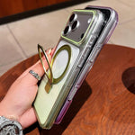 Transparent Gradient Metal Ring Holder MagSafe Phone Case, For iPhone 17 Pro Max, For iPhone 17 Pro, For iPhone 17, For iPhone Air, For iPhone 16 Pro Max, For iPhone 16 Pro, For iPhone 16 Plus, For iPhone 16