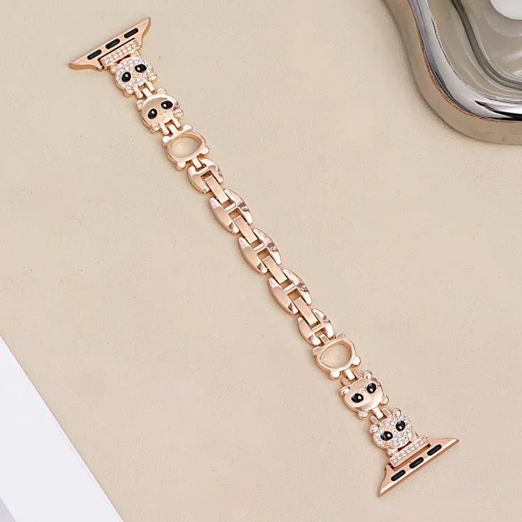 xDfind Red Panda Shaped Diamond Metal Watch Band, For Apple Watch 42 / 44 / 45 / 46 / 49mm, For Apple Watch 38 / 40 / 41 / S11 42mm