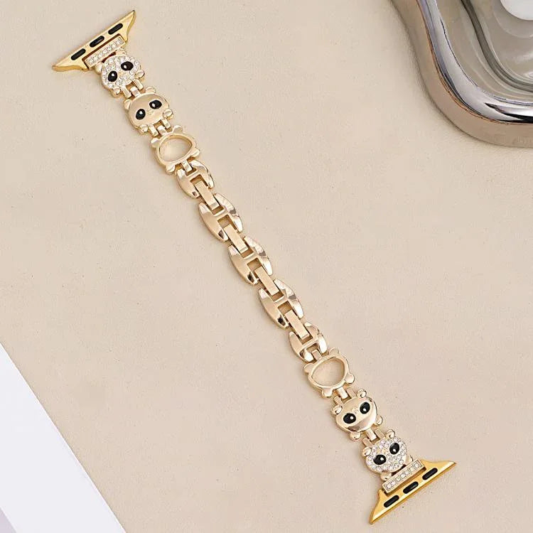 xDfind Red Panda Shaped Diamond Metal Watch Band, For Apple Watch 42 / 44 / 45 / 46 / 49mm, For Apple Watch 38 / 40 / 41 / S11 42mm