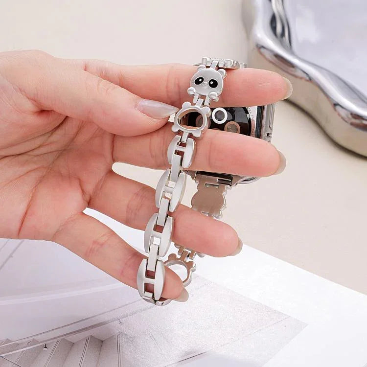 xDfind Red Panda Shaped Diamond Metal Watch Band, For Apple Watch 42 / 44 / 45 / 46 / 49mm, For Apple Watch 38 / 40 / 41 / S11 42mm