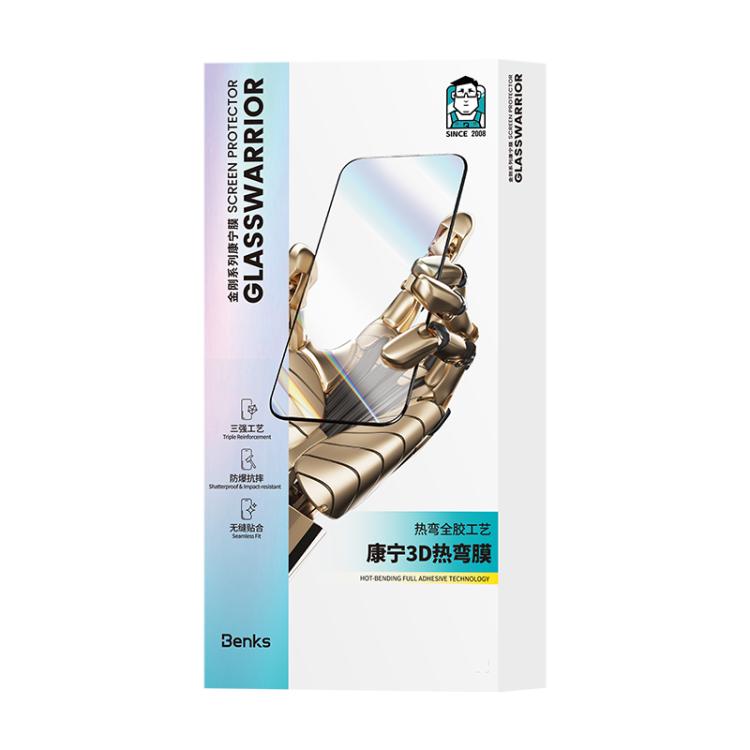 Benks King Kong Corning Hot-bend Full-glue DLC Tempered Film Quick-install Version, For iPhone 17 Pro Max, For iPhone 17 Pro