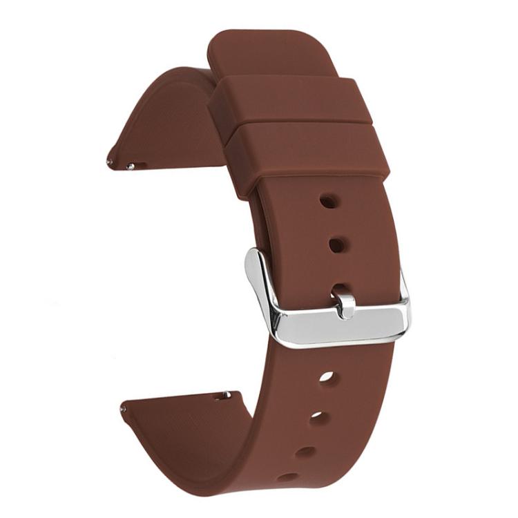 Stainless Steel Silver Pin Buckle Solid Color Silicone Waterproof Watch Band, 10mm, 12mm, 14mm, 15mm
