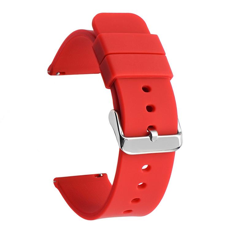 Stainless Steel Silver Pin Buckle Solid Color Silicone Waterproof Watch Band, 16mm, 18mm, 19mm