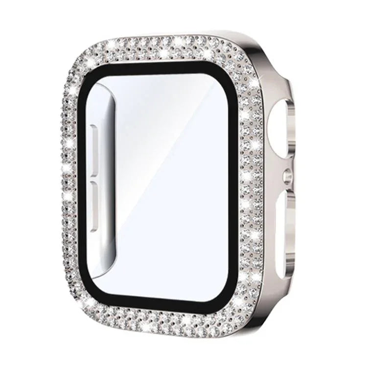 xDfind Double Row Diamond Tempered Glass Film Integrated PC Watch Cover, For Apple Watch Series 9 / 8 / 7 41mm, For Apple Watch Series 3 / 2 / 1 38mm, For Apple Watch Series 3 / 2 / 1 42mm