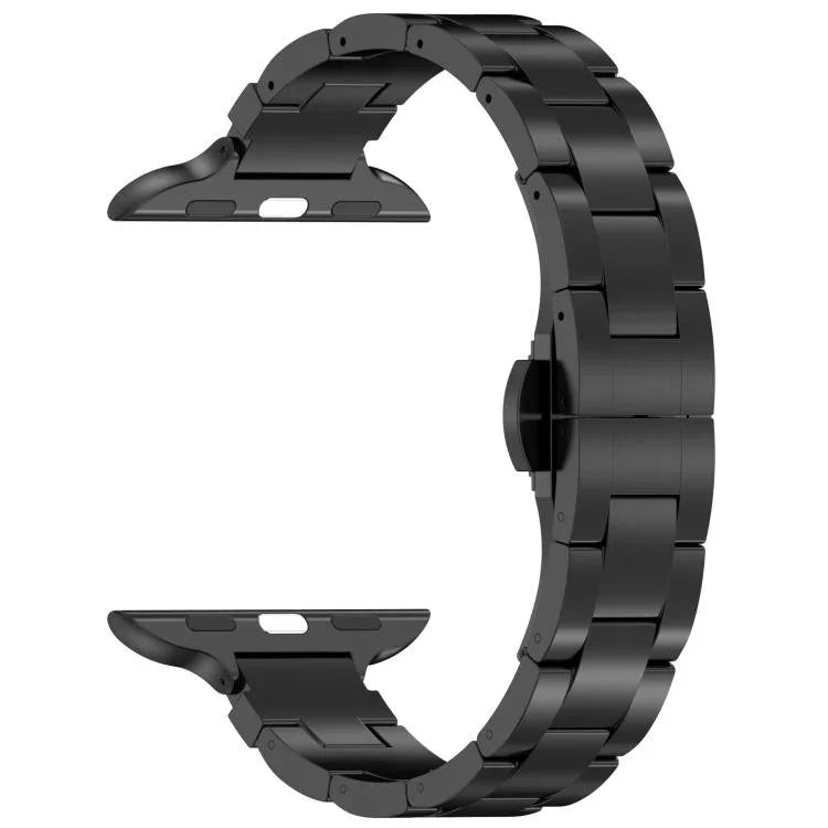 Slim Waist Three-bead Butterfly Buckle Titanium Alloy Watch Band, For Apple Watch 46mm / 49mm / 45mm / 44mm, For Apple Watch 42mm / 41mm / 40mm / 38mm