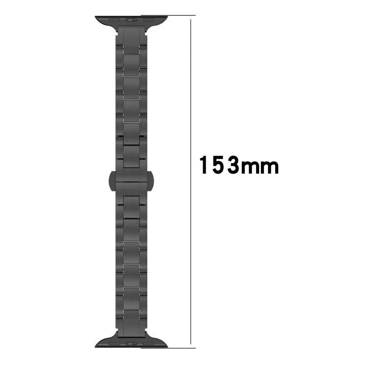 Slim Waist Three-bead Butterfly Buckle Titanium Alloy Watch Band, For Apple Watch 46mm / 49mm / 45mm / 44mm, For Apple Watch 42mm / 41mm / 40mm / 38mm