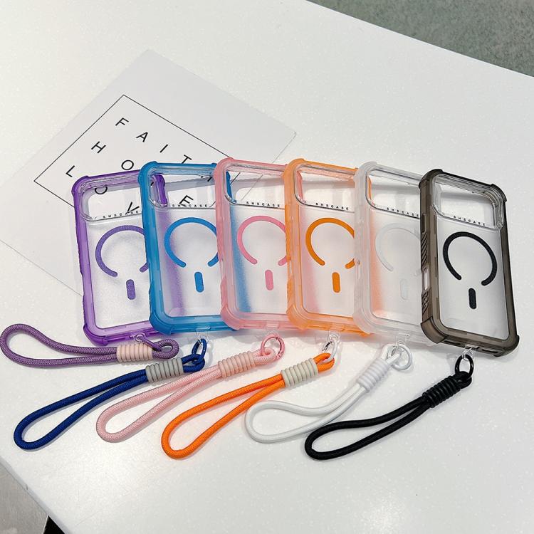 Transparent Matte TPU Hybrid PC 3-in-1 MagSafe Phone Case with Wrist Strap, For iPhone 15 Pro Max, For iPhone 15 Pro, For iPhone 15 Plus, For iPhone 15, For iPhone 14 Plus, For iPhone 14, For iPhone 14 Pro, For iPhone 14 Pro Max