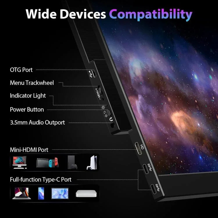 P161Q10G 16.1 inch 2.5K Portable Monitor 144Hz Extended Screen, 16.1 inch 2.5K 144Hz