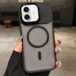 Skin Feel Frosted Metal Lens Holder MagSafe Magnetic Phone Case, For iPhone 16 Plus, For iPhone 16, For iPhone 15 Pro Max, For iPhone 15 Pro, For iPhone 15, For iPhone 14