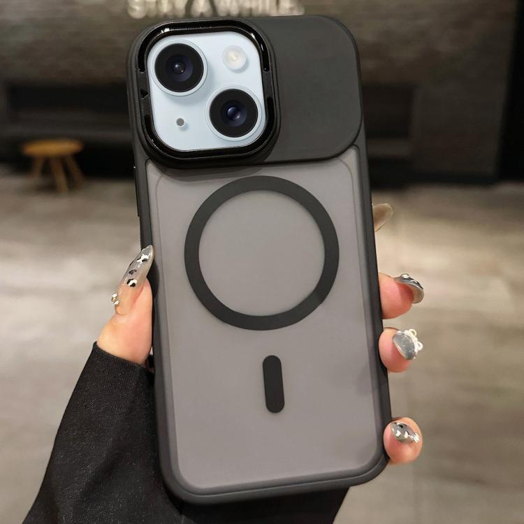 Skin Feel Frosted Metal Lens Holder MagSafe Magnetic Phone Case, For iPhone 16 Plus, For iPhone 16, For iPhone 15 Pro Max, For iPhone 15 Pro, For iPhone 15, For iPhone 14