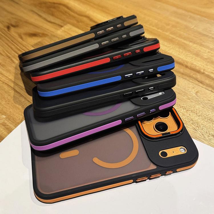 Skin Feel Frosted Metal Lens Holder MagSafe Magnetic Phone Case, For iPhone 17 Pro Max, For iPhone 17 Pro, For iPhone 17, For iPhone Air, For iPhone 16 Pro Max, For iPhone 16 Pro