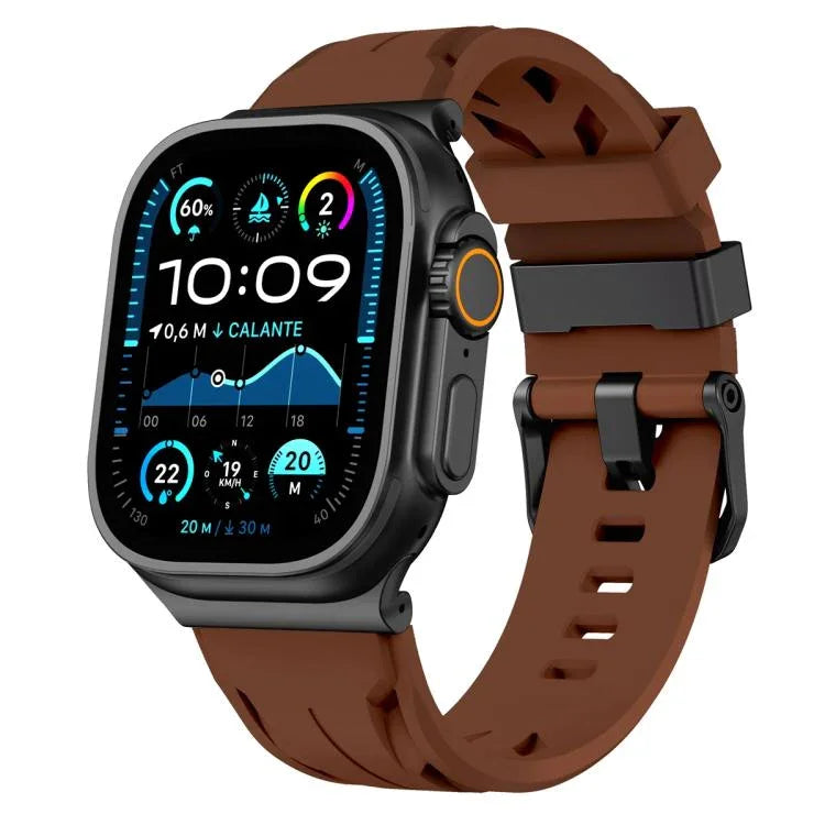 Black Pin Buckle Silicone Watch Band, For Apple Watch 46mm / 49mm / 45mm / 44mm, For Apple Watch 42mm / 41mm / 40mm / 38mm