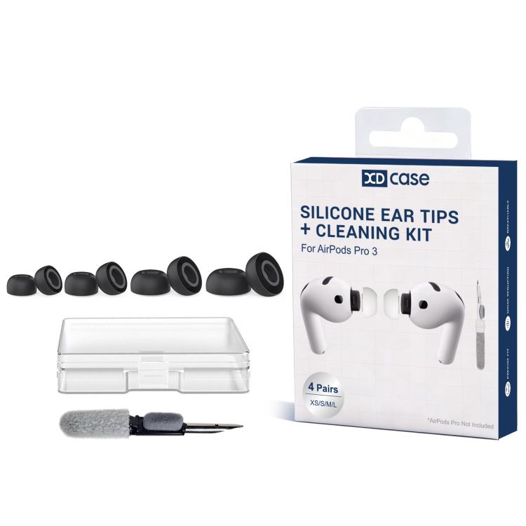 XDcase 4 Pairs Replacement Silicone Ear Tips with Storage & Cleaning Kit, For AirPods Pro 3