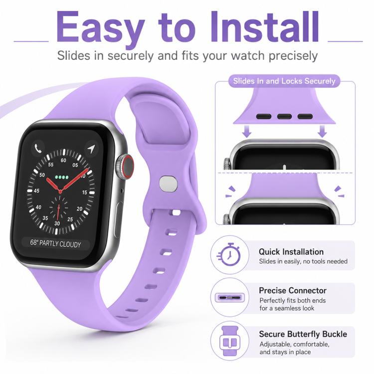 5 Pack xDfind Butterfly Buckle Silicone Watch Band, For Apple Watch 42 / 44 / 45 / 46 / 49mm, For Apple Watch 38 / 40 / 41 / S11 42mm