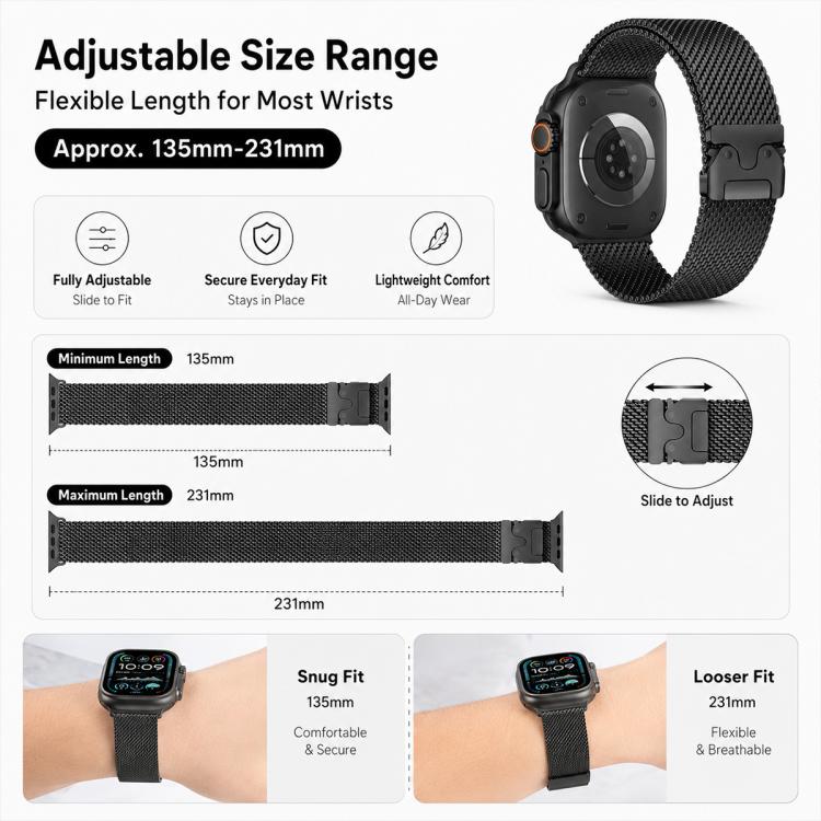 5 Pack xDfind Umbrella Buckle Milanese + Butterfly Buckle Mixed Watch Band, For Apple Watch 42 / 44 / 45 / 46 / 49mm, For Apple Watch 38 / 40 / 41 / S11 42mm