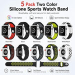 5 Pack xDfind Two Color Silicone Sports Watch Band, For Apple Watch 42 / 44 / 45 / 46 / 49mm, For Apple Watch 38 / 40 / 41 / S11 42mm