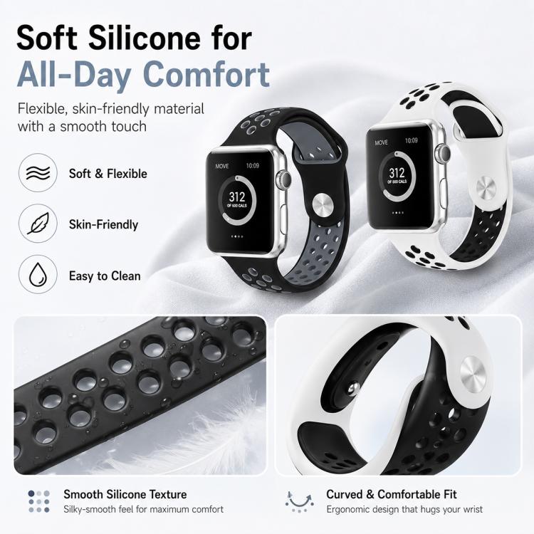 5 Pack xDfind Two Color Silicone Sports Watch Band, For Apple Watch 42 / 44 / 45 / 46 / 49mm, For Apple Watch 38 / 40 / 41 / S11 42mm