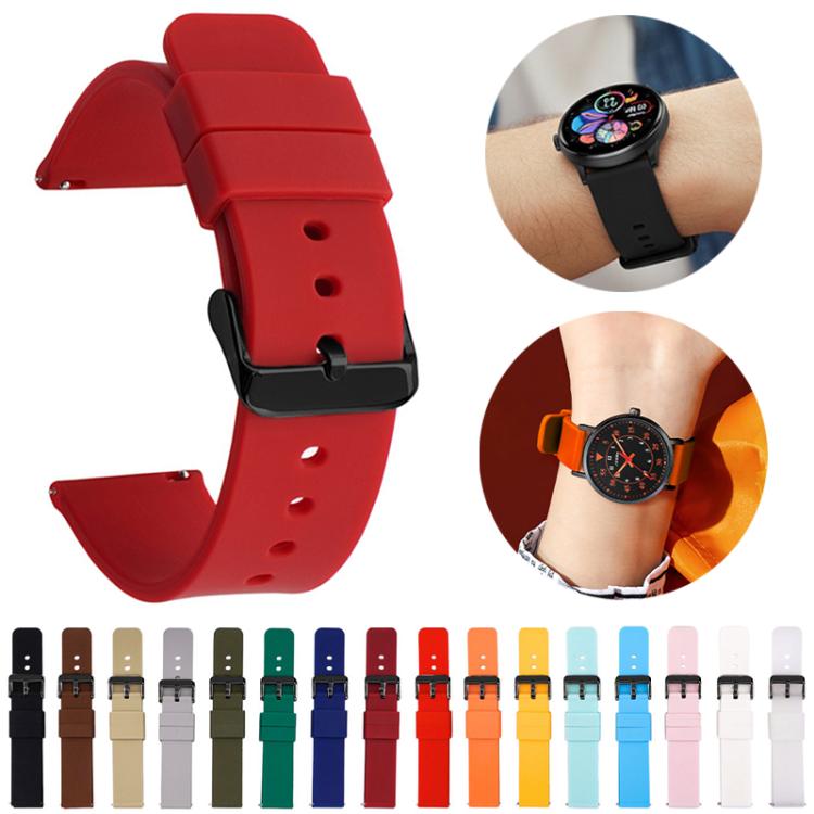xDfind Stainless Steel Black Pin Buckle Solid Color Silicone Waterproof Watch Band, 16mm, 18mm, 19mm