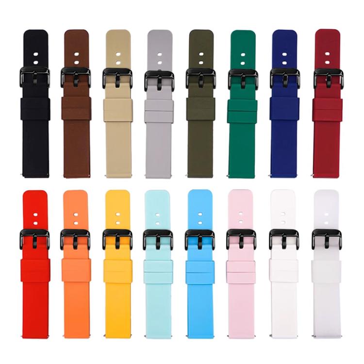 xDfind Stainless Steel Black Pin Buckle Solid Color Silicone Waterproof Watch Band, 24mm
