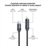 Yesido CA138L 12W 2.4A USB to 8 Pin OLED Display Charging Data Cable, USB to 8 Pin